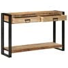 vidaXL Konzolasztal fi&oacute;kkal Barna 120 x 33 x 75 cm T&ouml;m&ouml;r Mang&oacute;f&aacute;t