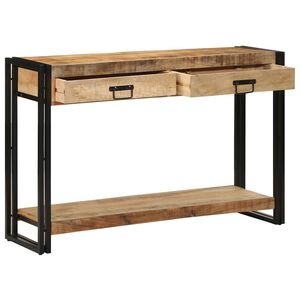 vidaXL Konzolasztal fi&oacute;kkal Barna 120 x 33 x 75 cm T&ouml;m&ouml;r Mang&oacute;f&aacute;t