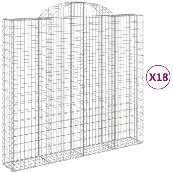 vidaXL 18 db &iacute;ves horganyzott vas gabion kos&aacute;r 200x50x180/200 cm