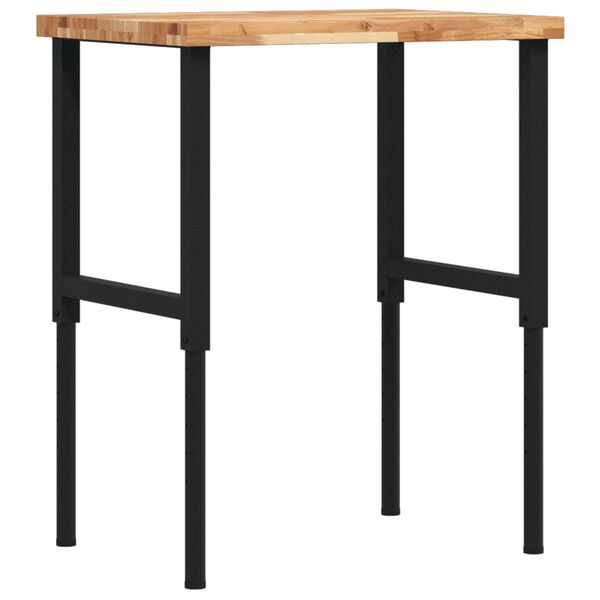 vidaXL tömör bükkfa négyszög alakú munkapad 80 x 60 x (73-99,5) cm