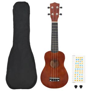 vidaXL term&eacute;szetes soprano ukulele k&eacute;szlet t&aacute;sk&aacute;val gyerekeknek 21"