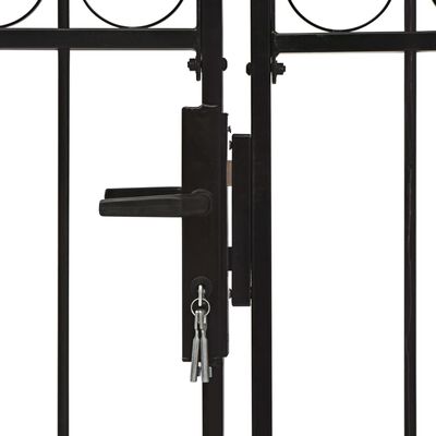 vidaXL ívelt tetejű kétajtós fekete acél kerítéskapu 300 x 175 cm