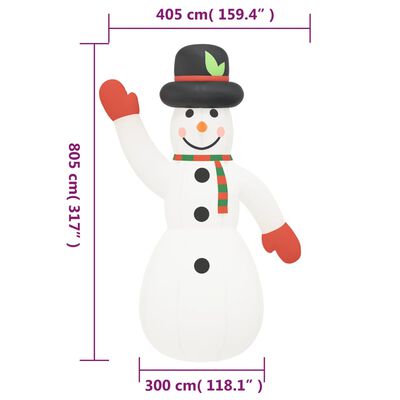 vidaXL felfújható hóember LED-ekkel 805 cm