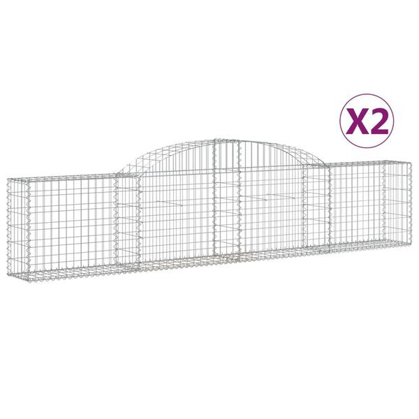 vidaXL 2 db íves horganyzott vas gabion kosár 300x30x60/80 cm