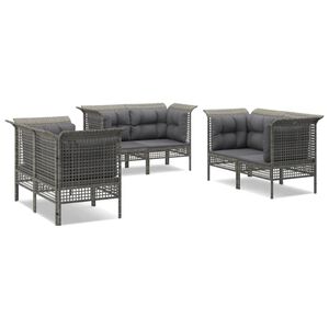 vidaXL 6 r&eacute;szes sz&uuml;rke polyrattan kerti &uuml;lőgarnit&uacute;ra p&aacute;rn&aacute;kkal