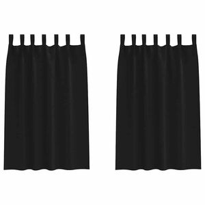 vidaXL Fekete F&uuml;gg&ouml;ny Gyűrűkkel 2 db Fekete 175 x 140 cm Poli&eacute;szter