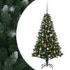 vidaXL Műfenyő g&ouml;mb&ouml;kkel 120 cm 150 LED Meleg feh&eacute;r PVC &eacute;s f&eacute;m Z&ouml;ld