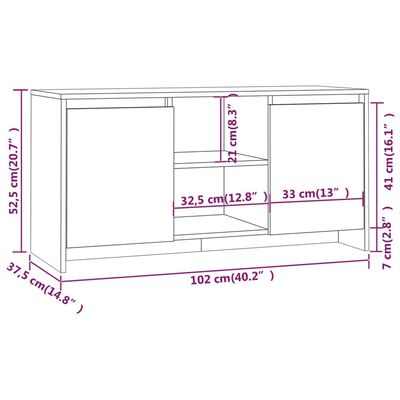 vidaXL magasfényű fehér forgácslap TV-szekrény 102 x 37,5 x 52,5 cm