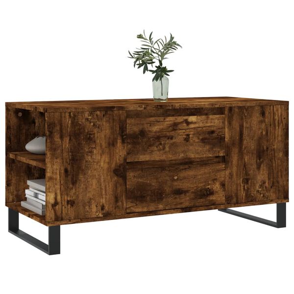 vidaXL füstös tölgy színű szerelt fa dohányzóasztal 102x44,5x50 cm