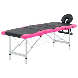 vidaXL 4 z&oacute;n&aacute;s fekete &eacute;s pink &ouml;sszecsukhat&oacute; alum&iacute;nium massz&aacute;zsasztal