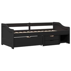 vidaXL Napoz&oacute;&aacute;gy 3 fi&oacute;kkal matrac n&eacute;lk&uuml;l IRUN Fekete 90x200 cm