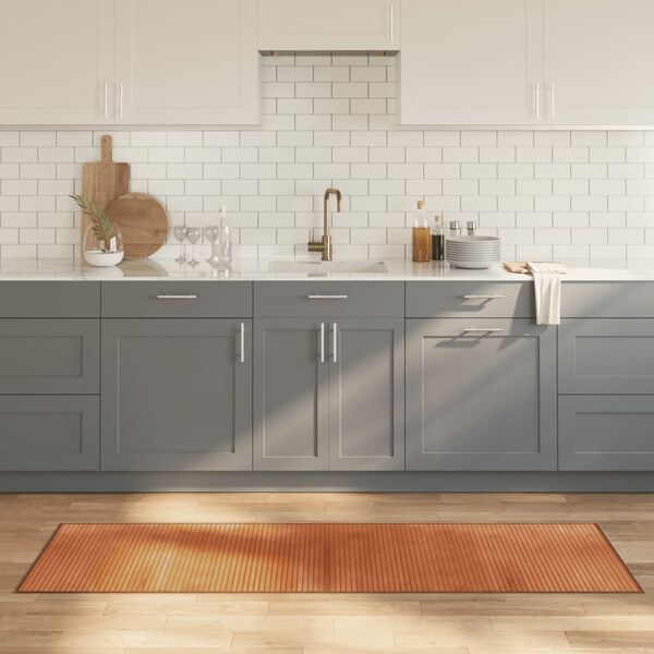 vidaXL n&eacute;gysz&ouml;gletű barna bambusz szőnyeg 60 x 200 cm