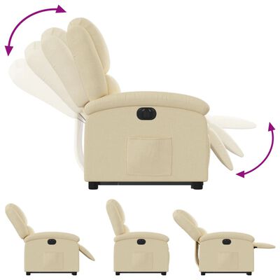 vidaXL elektromos felállást segítő krémszínű szövet dönthető fotel