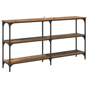 vidaXL Konzolasztal &Ouml;reg fa 150 x 29 x 75 cm M&eacute;rn&ouml;ki fa &eacute;s f&eacute;m