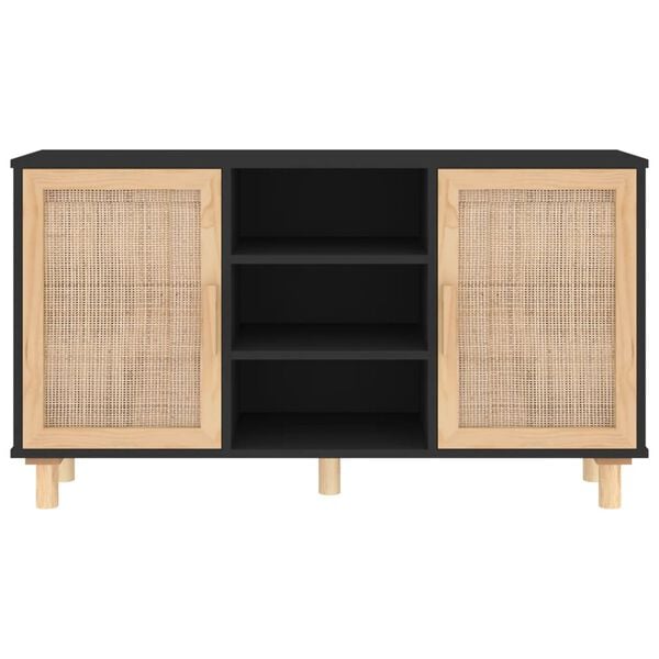 vidaXL fekete fenyő/term&eacute;szetes rattan t&aacute;lal&oacute;szekr&eacute;ny 105 x 30 x 60 cm