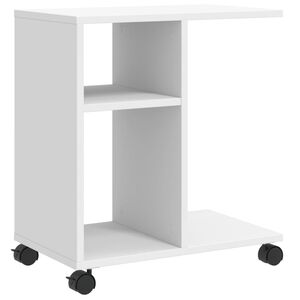 vidaXL feh&eacute;r szerelt fa kisasztal ker&eacute;kkel 50 x 30 x 55 cm