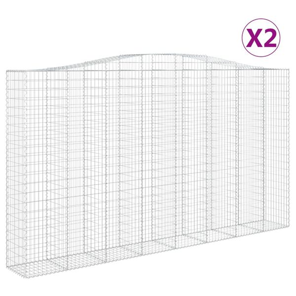 vidaXL 2 db íves horganyzott vas gabion kosár 400x50x220/240 cm