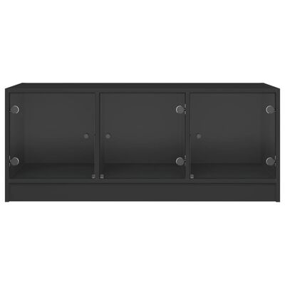 vidaXL fekete dohányzóasztal üvegajtókkal 102 x 50 x 42 cm