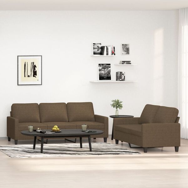 vidaXL 2 r&eacute;szes barna sz&ouml;vet &uuml;lőgarnit&uacute;ra p&aacute;rn&aacute;kkal