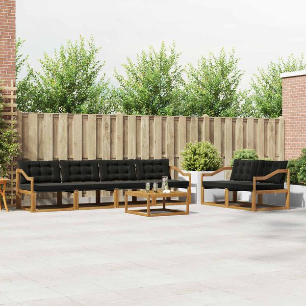 vidaXL K&uuml;lt&eacute;ri kanap&eacute; szett p&aacute;rn&aacute;val 7 pcs Term&eacute;szetes &eacute;s fekete