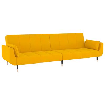 vidaXL kétszemélyes sárga bársony kanapéágy 2 párnával