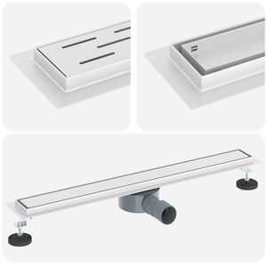 vidaXL Zuhanycsatorna 2 az 1-ben 360&deg;-os szifonnal Ez&uuml;st 70 cm