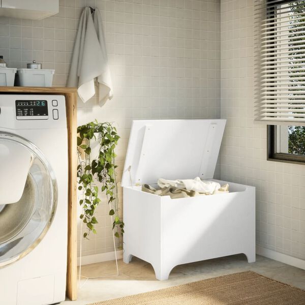 vidaXL RANA feh&eacute;r t&ouml;m&ouml;r fenyőfa t&aacute;rol&oacute;l&aacute;da fed&eacute;llel 80 x 49 x 54 cm