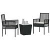 vidaXL Kert Bistro Készlet 3 pcs Fekete Poli rattan