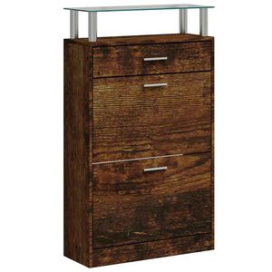 vidaXL f&uuml;st&ouml;s t&ouml;lgy sz&iacute;nű szerelt fa cipősszekr&eacute;ny 63x24x104 cm