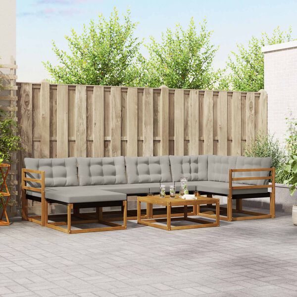 vidaXL K&uuml;lt&eacute;ri kanap&eacute; szett 7 pcs Term&eacute;szetes &eacute;s Vil&aacute;gossz&uuml;rke