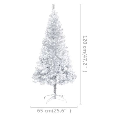 vidaXL ezüstszínű PET megvilágított műkarácsonyfa állvánnyal 120 cm