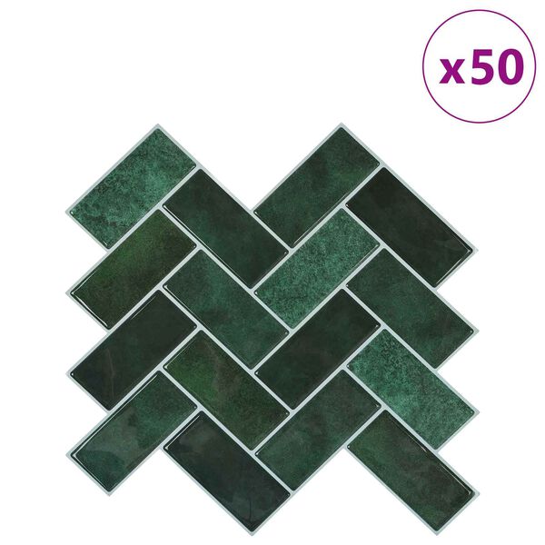 vidaXL Halv&aacute;ny Csempe 50 pcs S&ouml;t&eacute;tz&ouml;ld 30 x 30 cm Poliuret&aacute;n &eacute;s PET