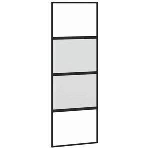 vidaXL fekete edzett &uuml;veg &eacute;s alum&iacute;nium tol&oacute;ajt&oacute; 76 x 205 cm