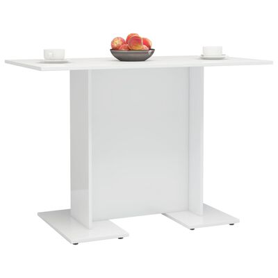 800249 vidaXL Dining Table High Gloss White 110x60x75 cm Chipboard