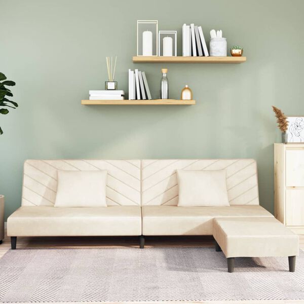 vidaXL k&eacute;tszem&eacute;lyes kr&eacute;msz&iacute;nű kanap&eacute;&aacute;gy 2 p&aacute;rn&aacute;val &eacute;s l&aacute;btart&oacute;val