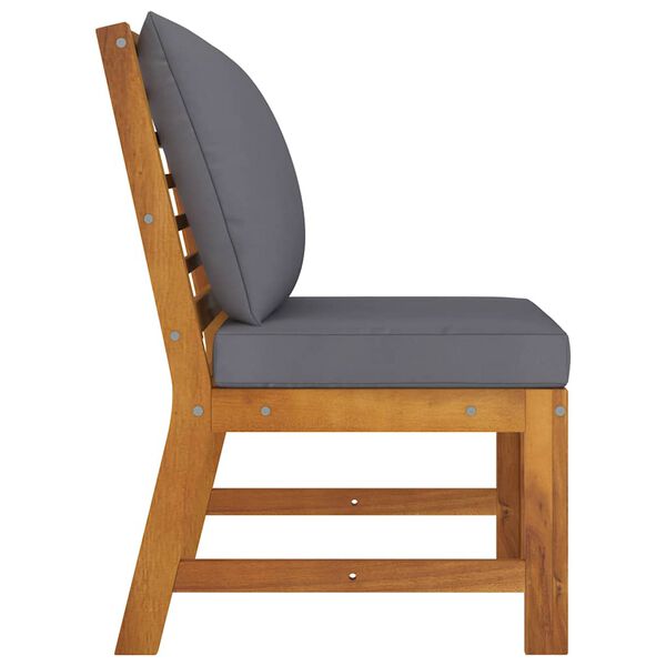 vidaXL elemes tömör akácfa középső kanapé sötétszürke párnával