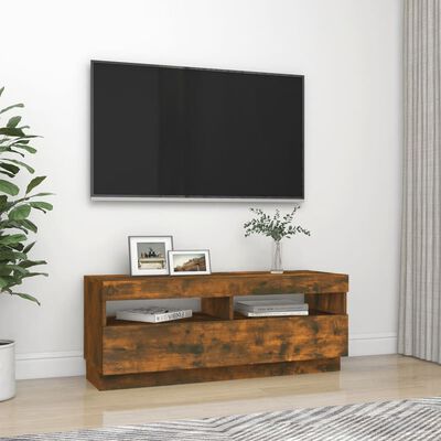 vidaXL füstös tölgyszínű TV-szekrény LED-világítással 100 x 35 x 40 cm