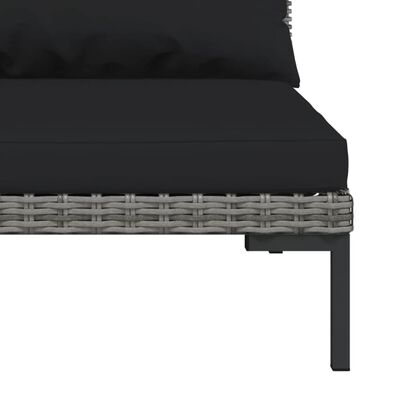vidaXL 3 db félkör alakú polirattan kerti kanapé párnákkal