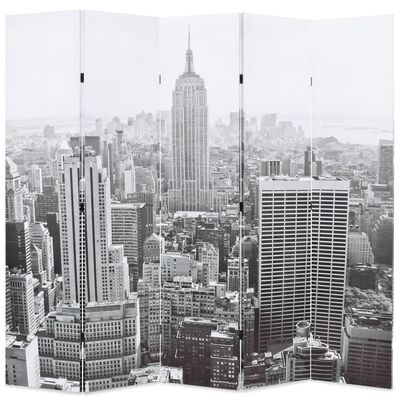 vidaXL fekete-fehér New York mintás paraván 200 x 170 cm