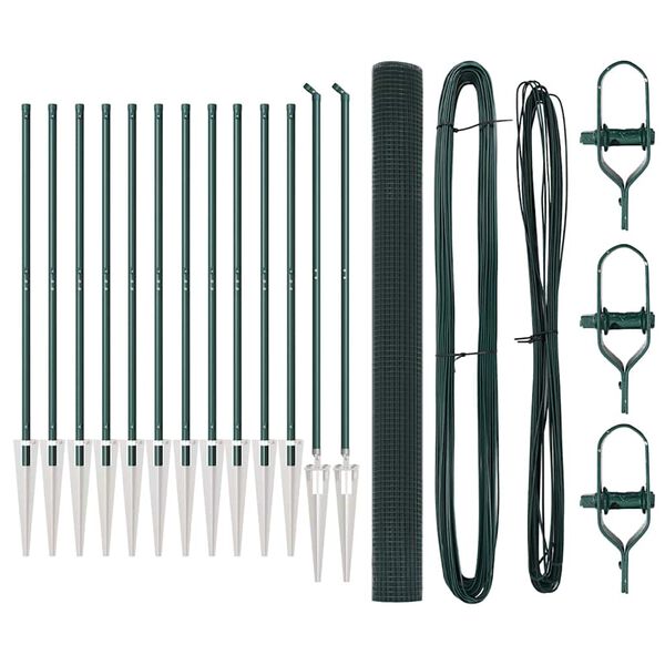 vidaXL Ker&iacute;t&eacute;soszlop Z&ouml;ld 25 x 1,6 m (25 x 25 mm h&aacute;l&oacute;) Ac&eacute;l &eacute;s PVC