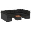 vidaXL 10 r&eacute;szes fekete polyrattan kerti &uuml;lőgarnit&uacute;ra p&aacute;rn&aacute;kkal