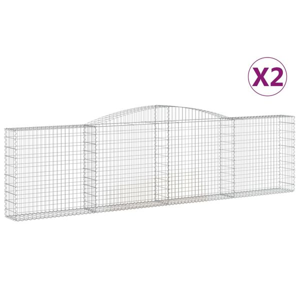 vidaXL 2 db íves horganyzott vas gabion kosár 400x30x100/120 cm