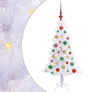 vidaXL Mű kar&aacute;csonyfa 150 LED-del &aacute;llv&aacute;nnyal Feh&eacute;r 120 cm PVC &eacute;s Ac&eacute;l