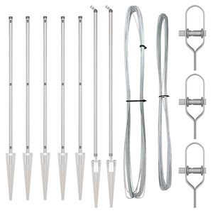 vidaXL Kerítoszlopok 7 pcs Ezüst Ø32mm 140 cm Horganyzott acél
