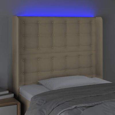 vidaXL krémszínű szövet LED-es fejtámla 83x16x118/128 cm