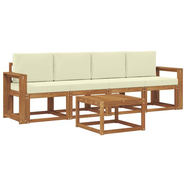 vidaXL K&uuml;lt&eacute;ri kanap&eacute; szett p&aacute;rn&aacute;val 5 pcs Term&eacute;szetes &eacute;s kr&eacute;msz&iacute;nű