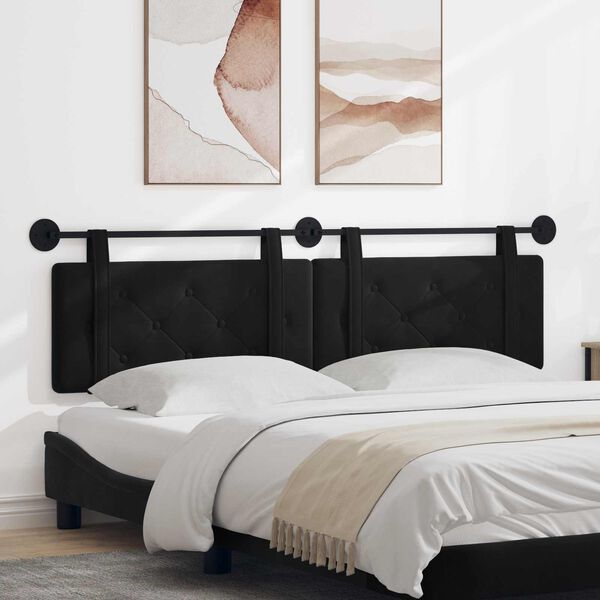 vidaXL Fali Fejt&aacute;mla Falra szerelhető Fekete 190 x 55 x 5 cm B&aacute;rsony