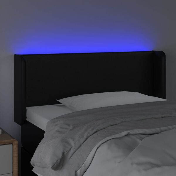 vidaXL fekete műbőr LED-es fejtámla 103 x 16 x 78/88 cm