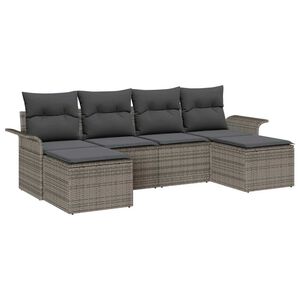 vidaXL Kerti Kanap&eacute; Szett t&aacute;rol&oacute;val 6 pcs Sz&uuml;rke polirattan