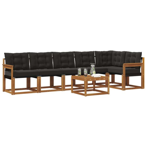 vidaXL K&uuml;lt&eacute;ri kanap&eacute; szett p&aacute;rn&aacute;val 7 pcs Term&eacute;szetes &eacute;s fekete